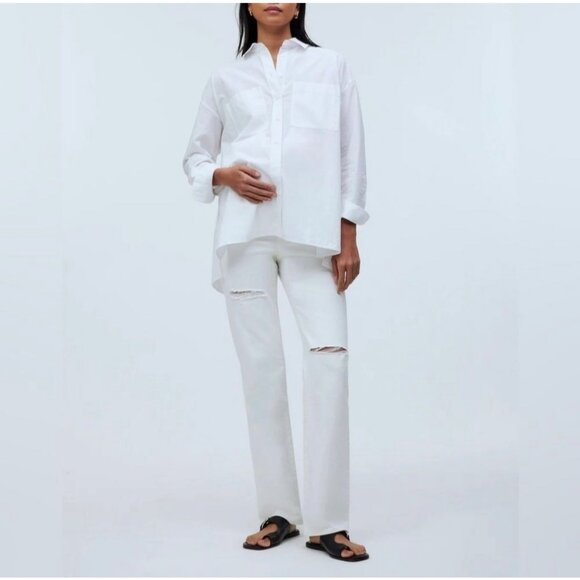NWT Madewell The Maternity Over-the-Belly '90s Straight Jean in Tile White - Picture 1 of 13